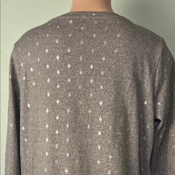 Emily Daniels Women’s 3/4 Sleeve Top Shirt With Bling Silver Print Size L P - Picture 7 of 16